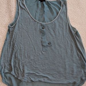 Cute blue tank top with sheer back